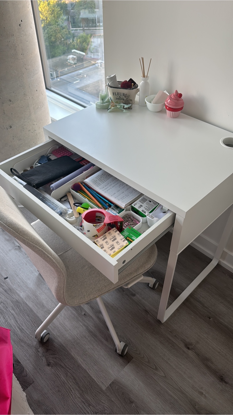 White Desk with Drawer & Chair - photo 3