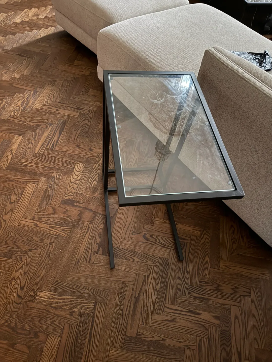 Black Metal & Glass Side Laptop Table image indicator(2)