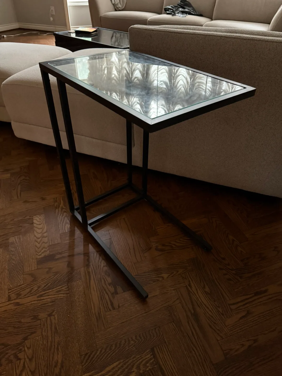 Black Metal & Glass Side Laptop Table thumbnail