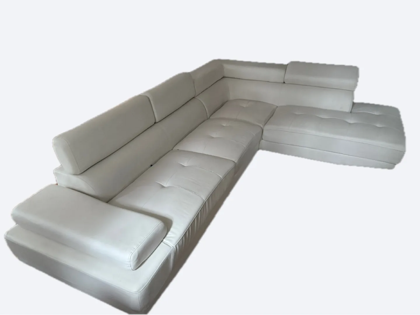 White Faux-Leather Sectional Sofa image indicator(2)