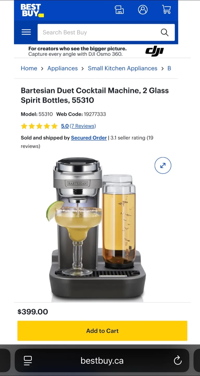 NEW!! Bartesian Duet Cocktail Machine - MSRP $451.99 image indicator(6)