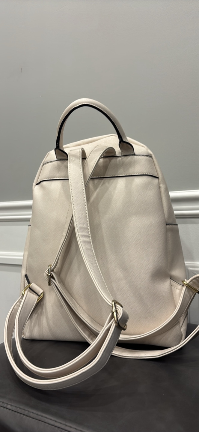 Beige & White Chevron Pattern Backpack - photo 3