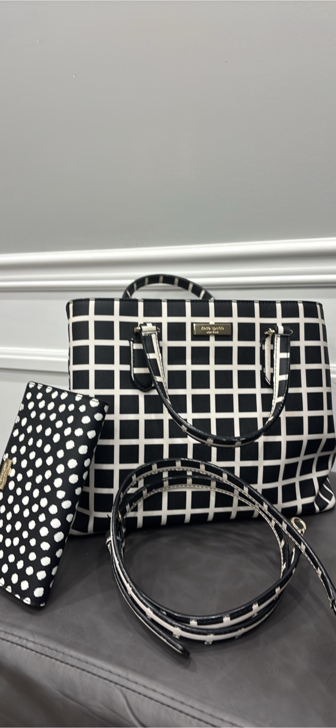 Kate Spade Black & White Tote Bag with Wallet