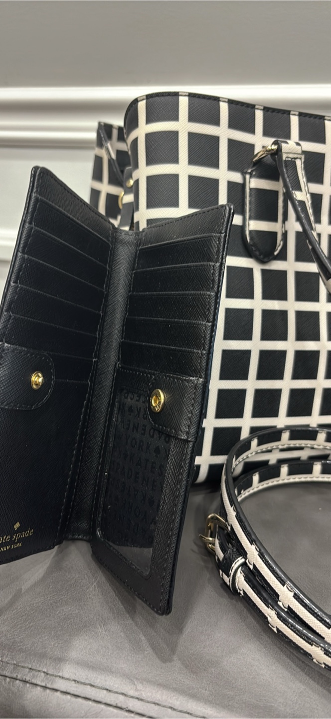 Kate Spade Black & White Tote Bag with Wallet - photo 5