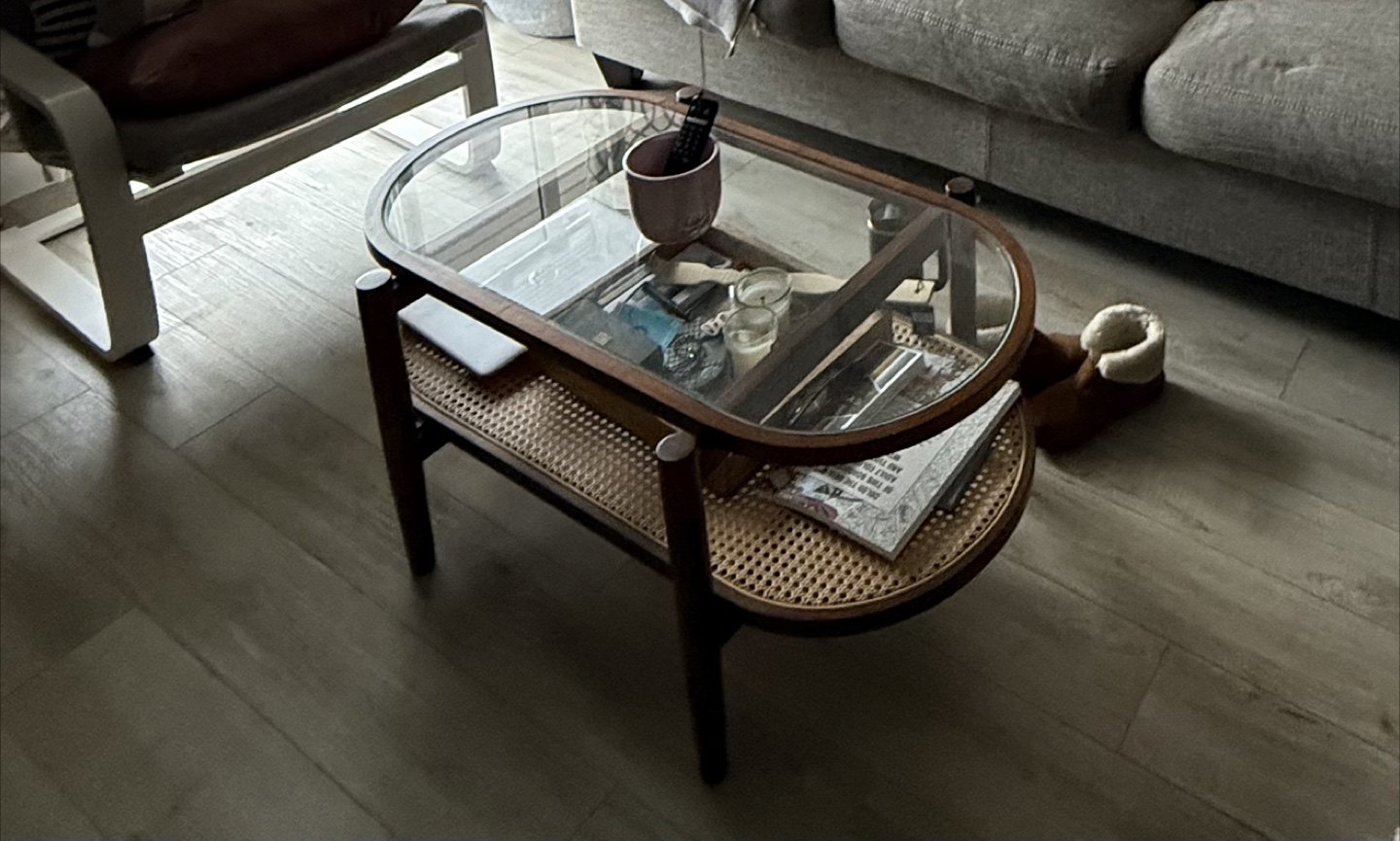 Glass & Rattan Coffee Table