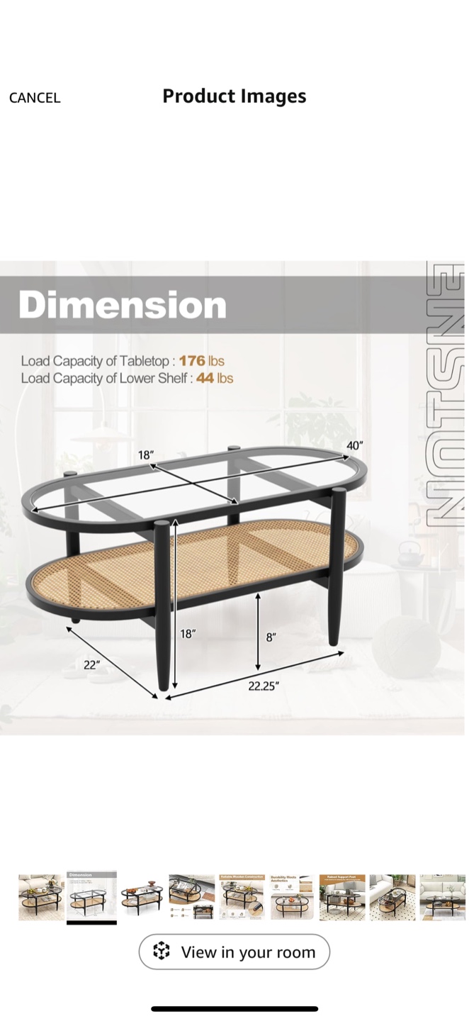 Glass & Rattan Coffee Table - photo 3