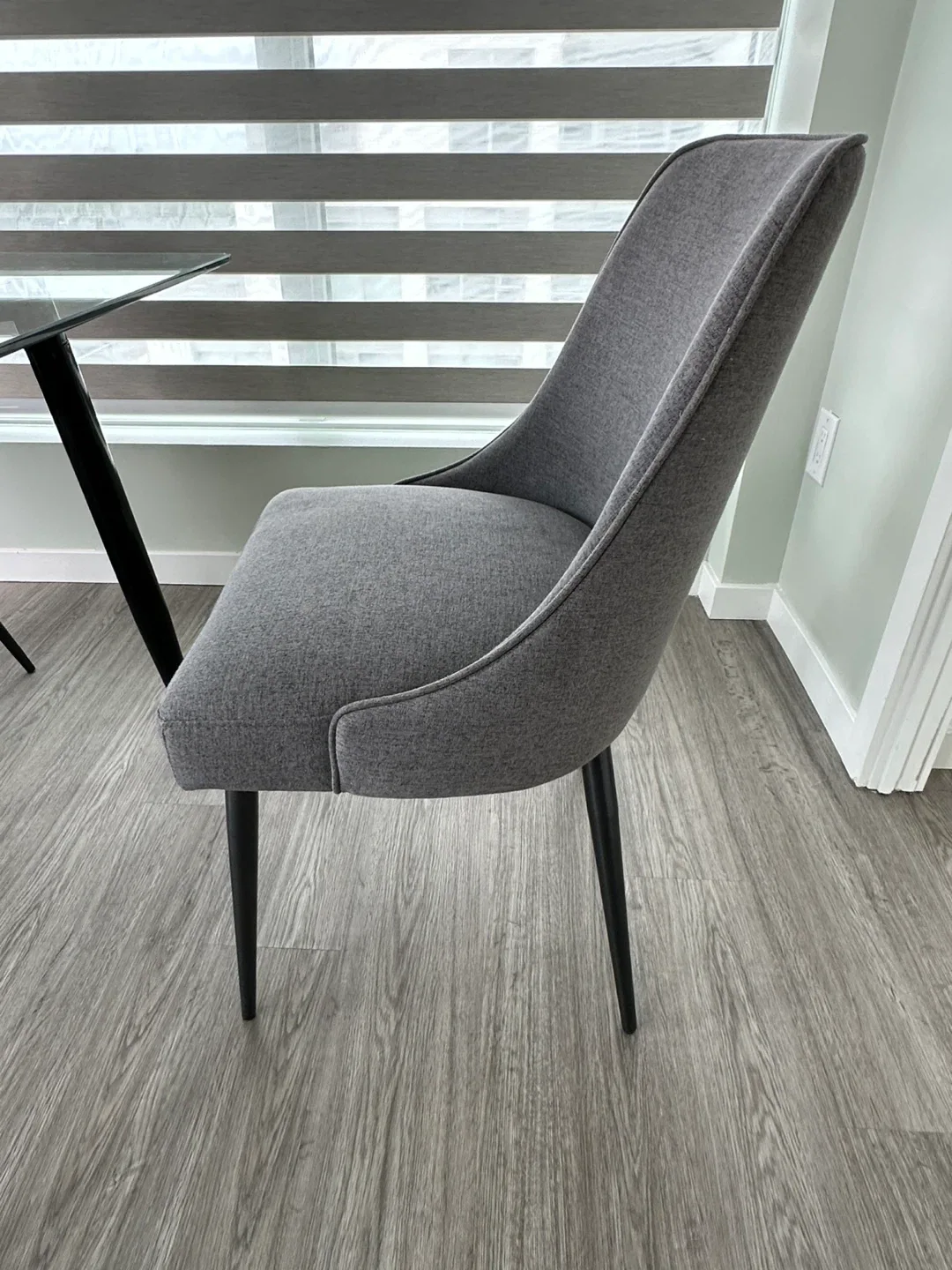 Grey Upholstered Dining Chairs (4) and table image indicator(4)