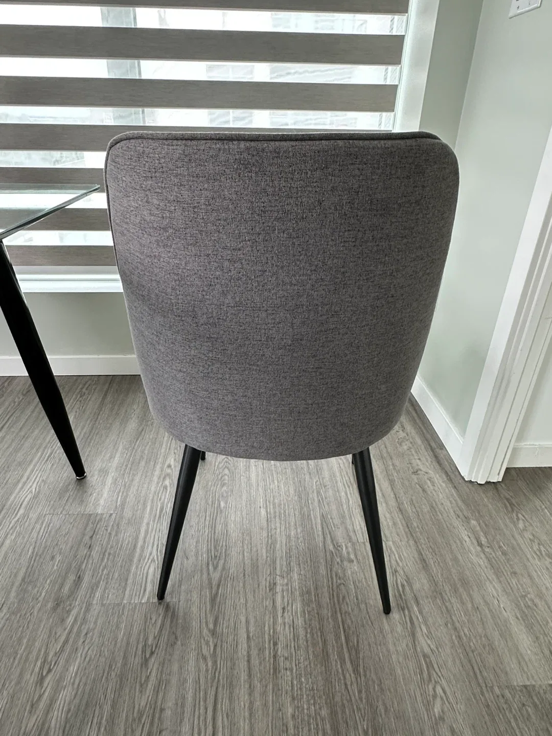 Grey Upholstered Dining Chairs (4) and table image indicator(3)