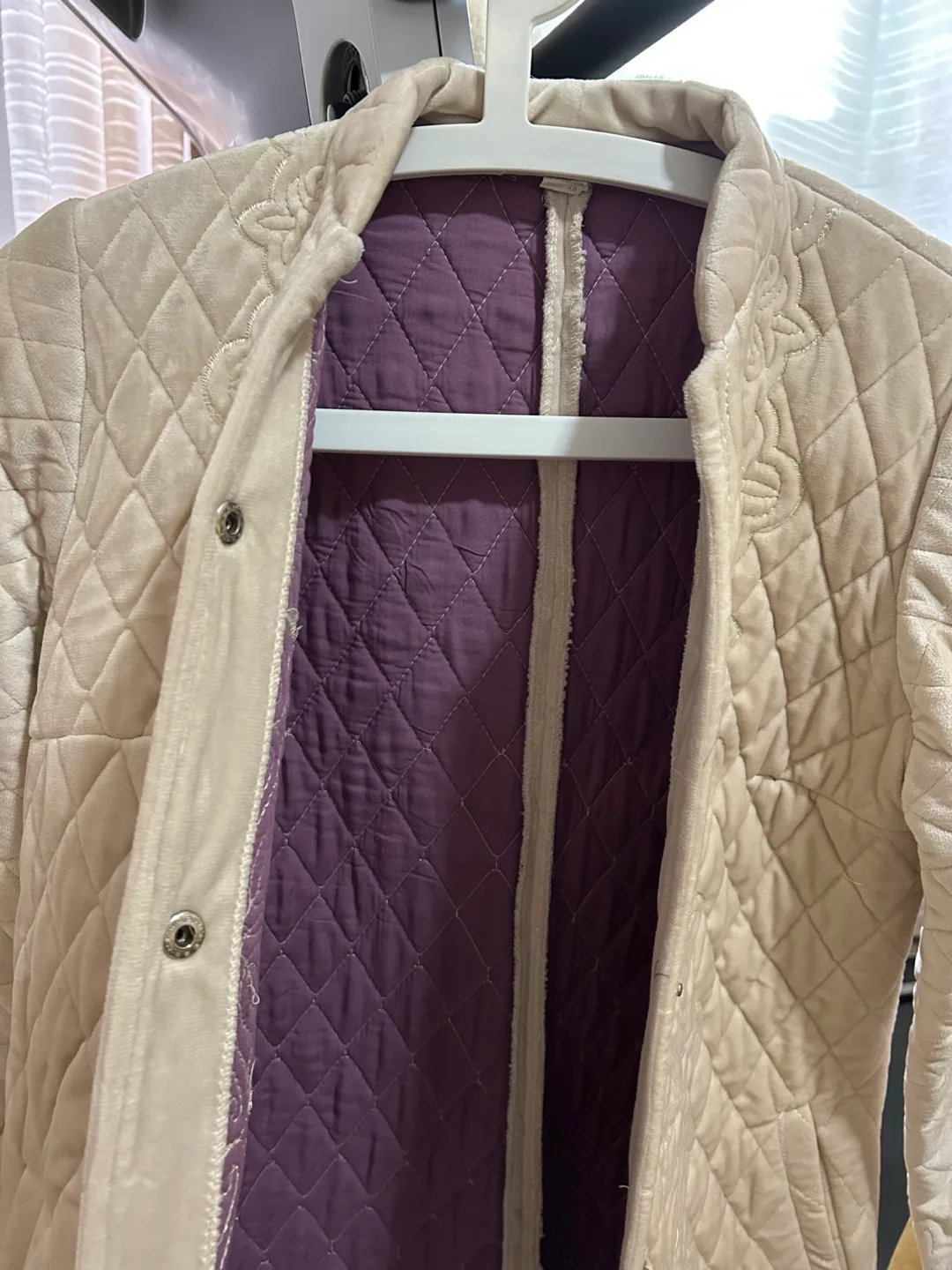 Velvet Quilted Beige Coat S, M image indicator(5)