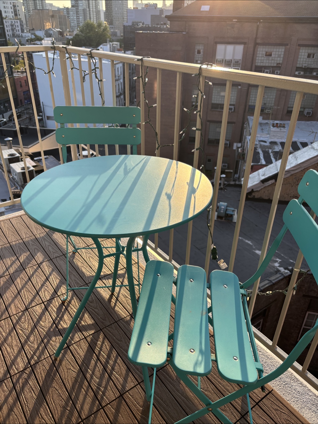 Teal Bistro Set - Table & 2 Chairs