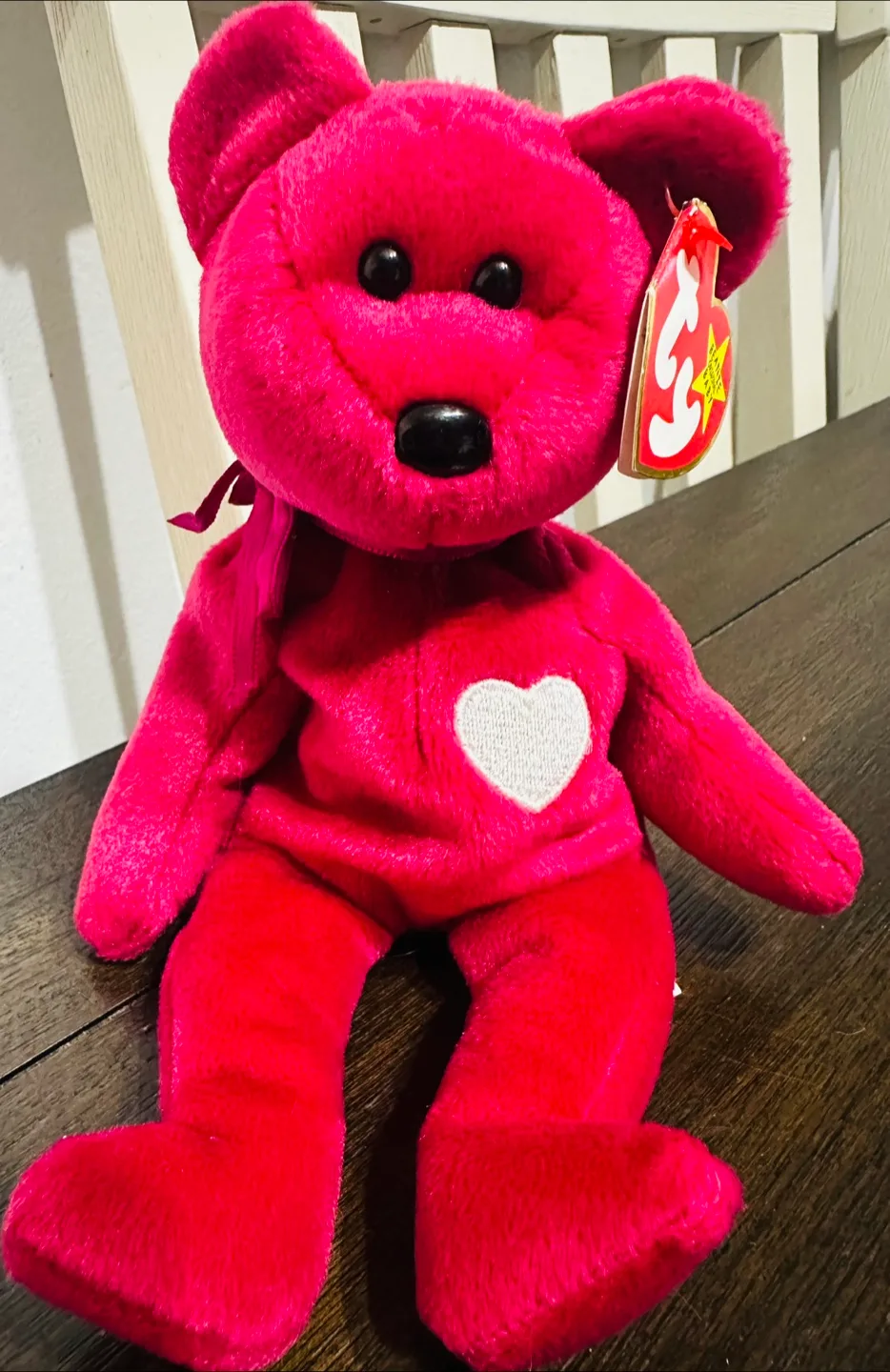 1998 Ty Beanie Baby Valentina Bear - Pink thumbnail