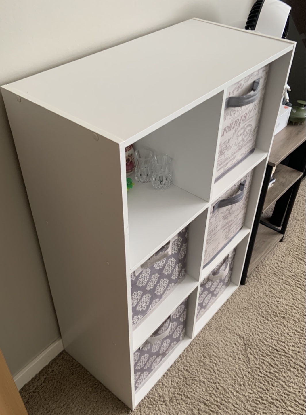 White 6-Cube Storage Shelf with Bins - photo 2