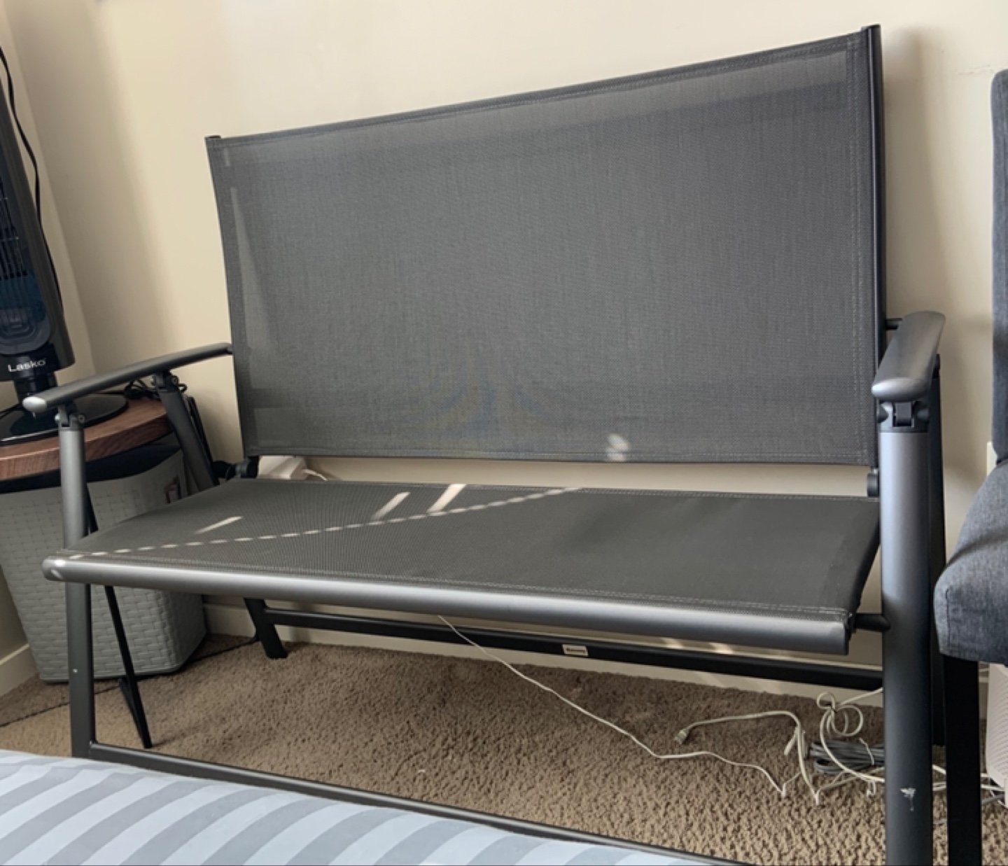 Folding Loveseat Bench - Grey