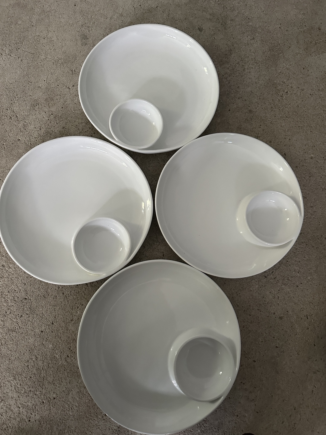 White Serving Plates with Dip Bowl - Set of 4 - photo 2