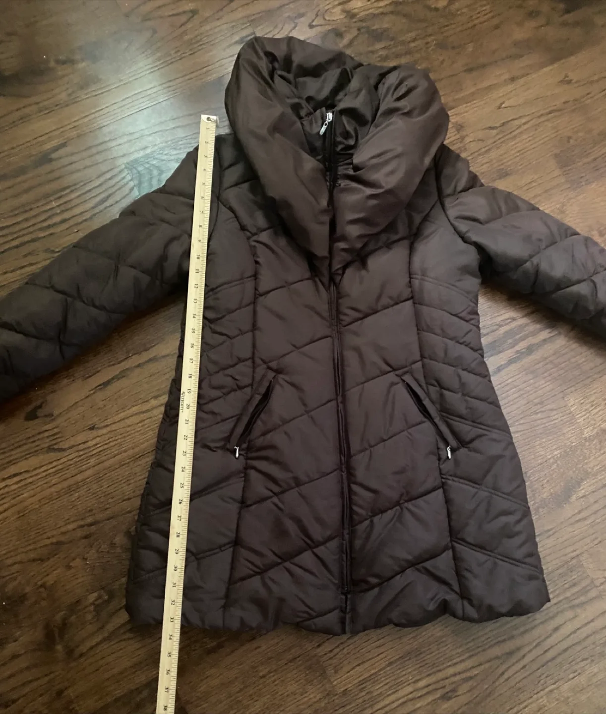 Winter Ladies Puffer Coat - Brown Jacket, X-LARGE image indicator(6)