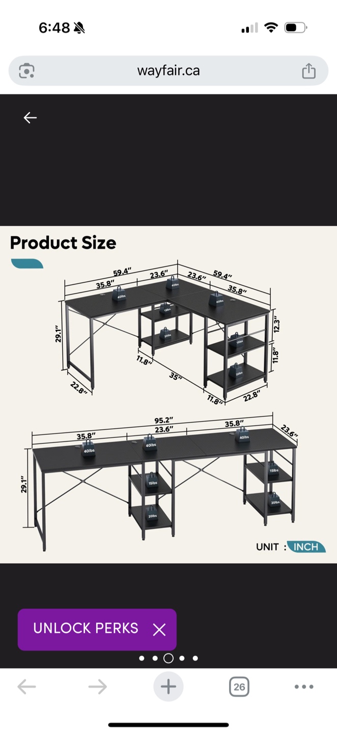 Wayfair L-Shaped Corner Desk - Black - photo 2
