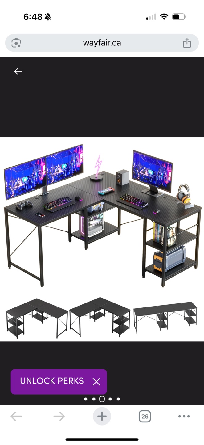 Wayfair L-Shaped Corner Desk - Black