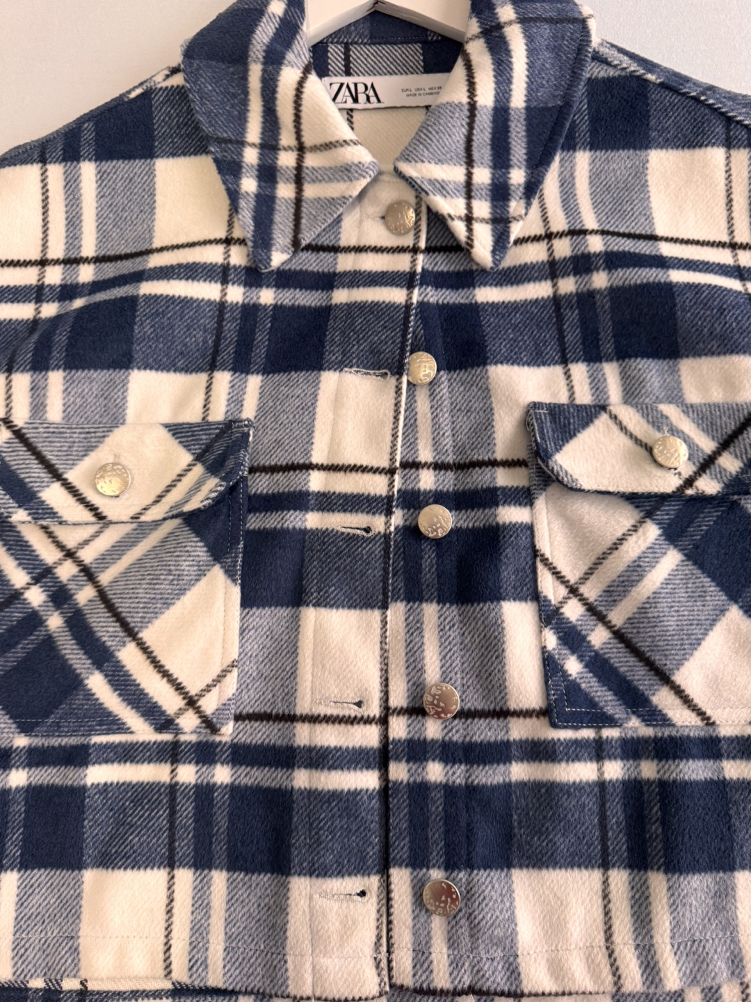 Zara Plaid Shirt Jacket - Size L - photo 3