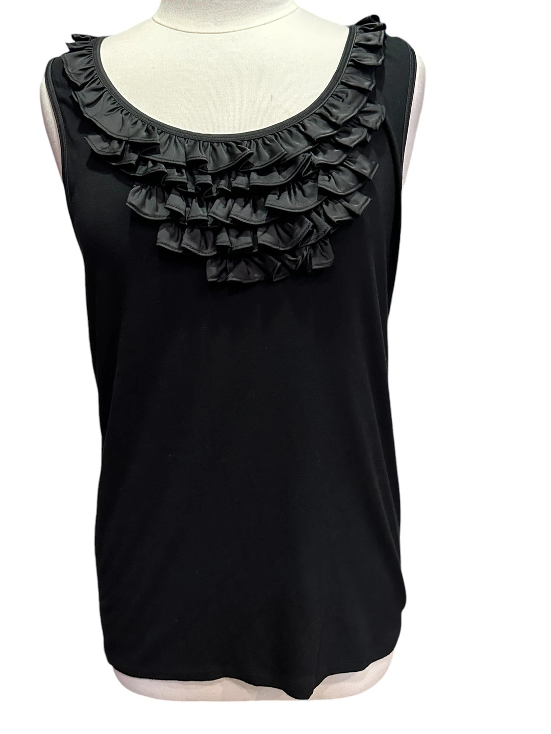 Alfani Black Ruffle Tank Top - XL
