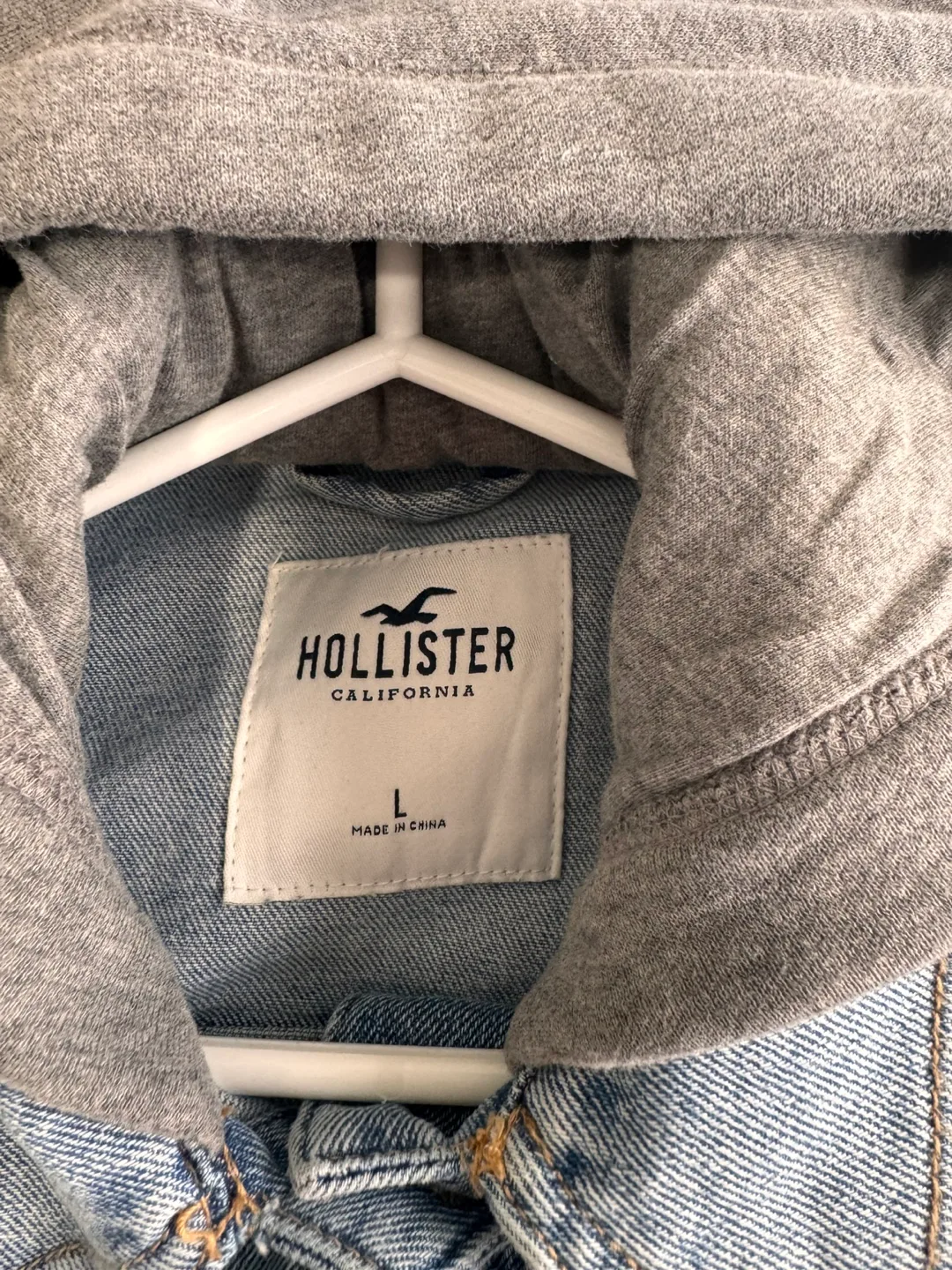 Hollister Denim Jacket with Grey Hoodie image indicator(6)