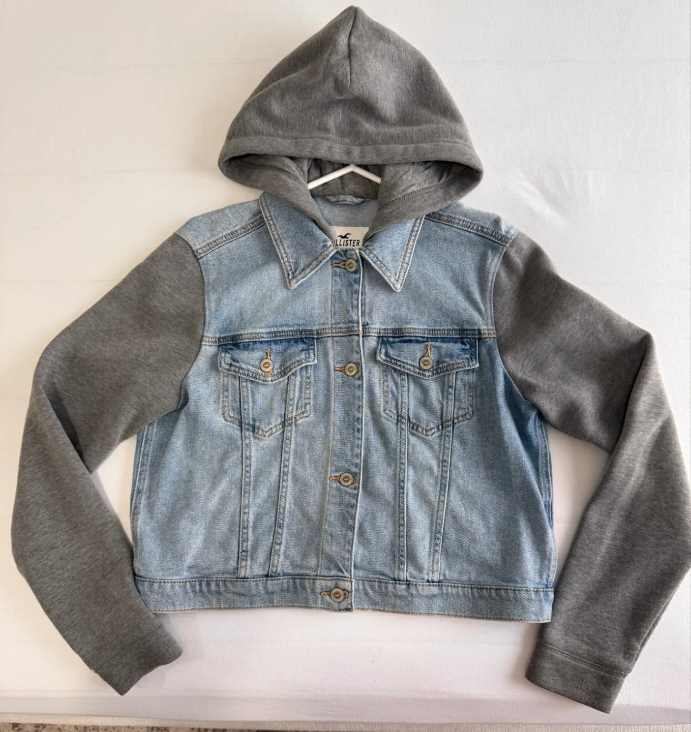 Hollister Denim Jacket with Grey Hoodie