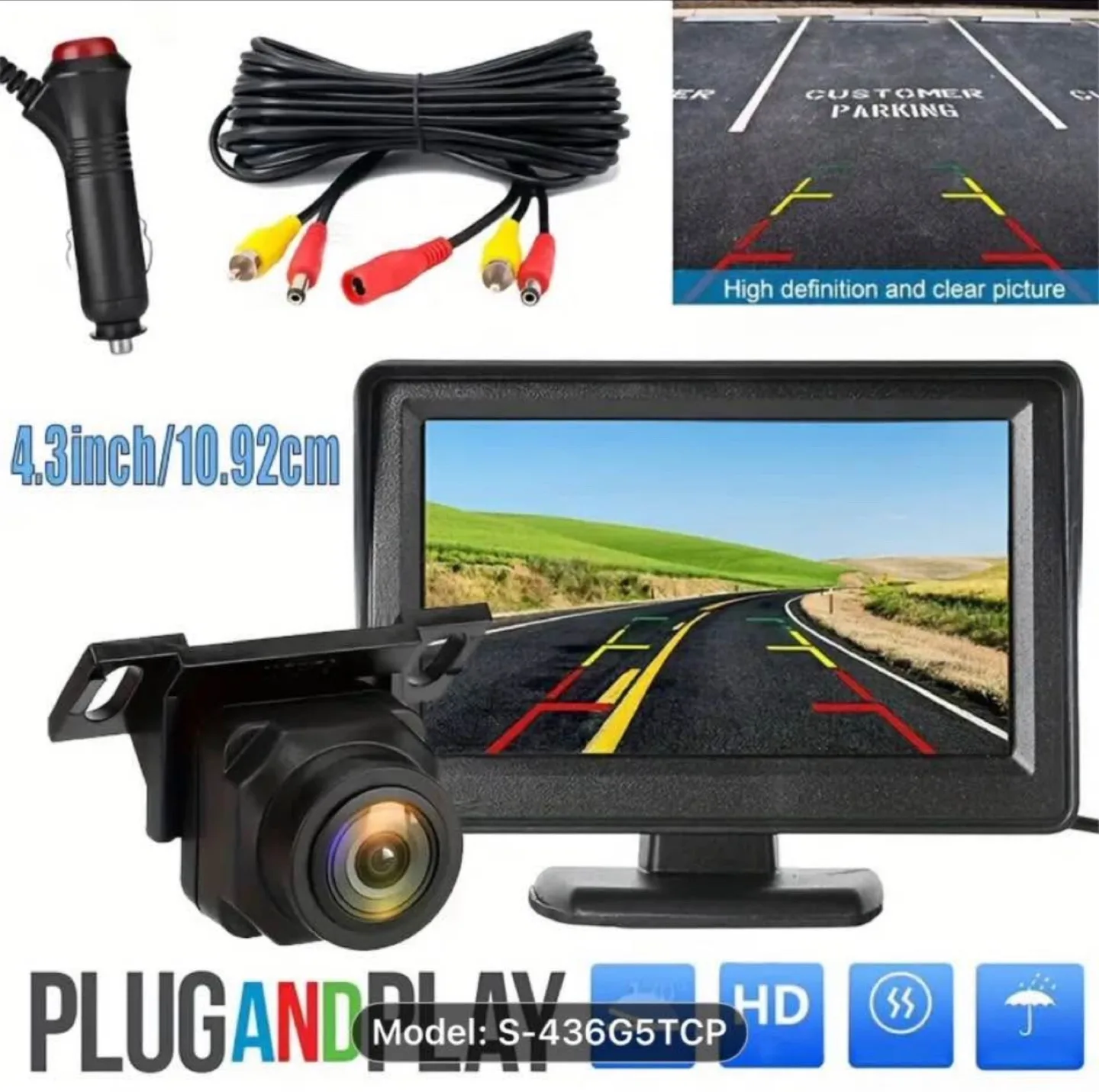Easy Installation 4.3'' Car Rear View Camera 2in1 image indicator(3)