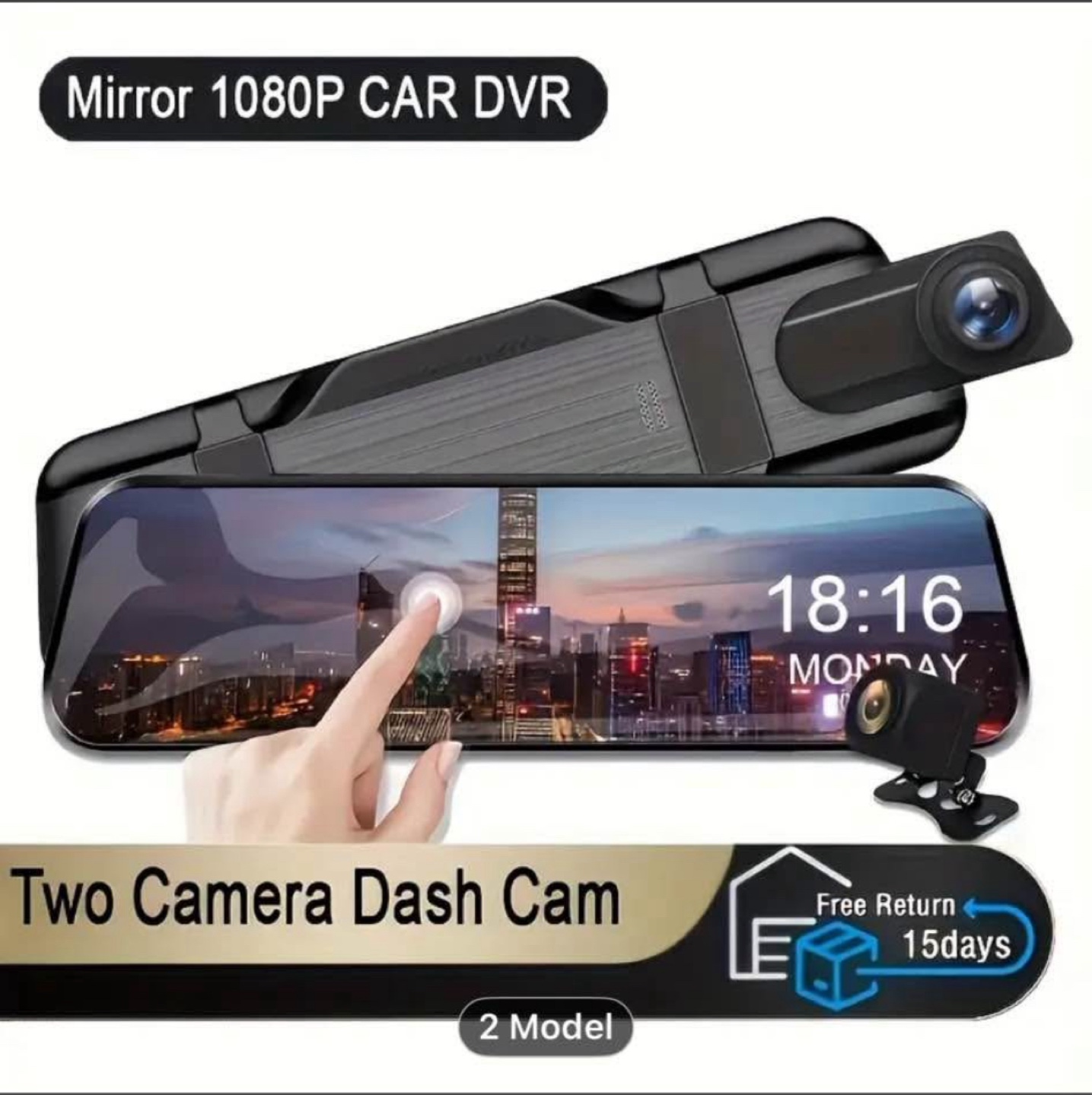 1080P Front and 720P Rear Camera Mirror DVR - photo 2