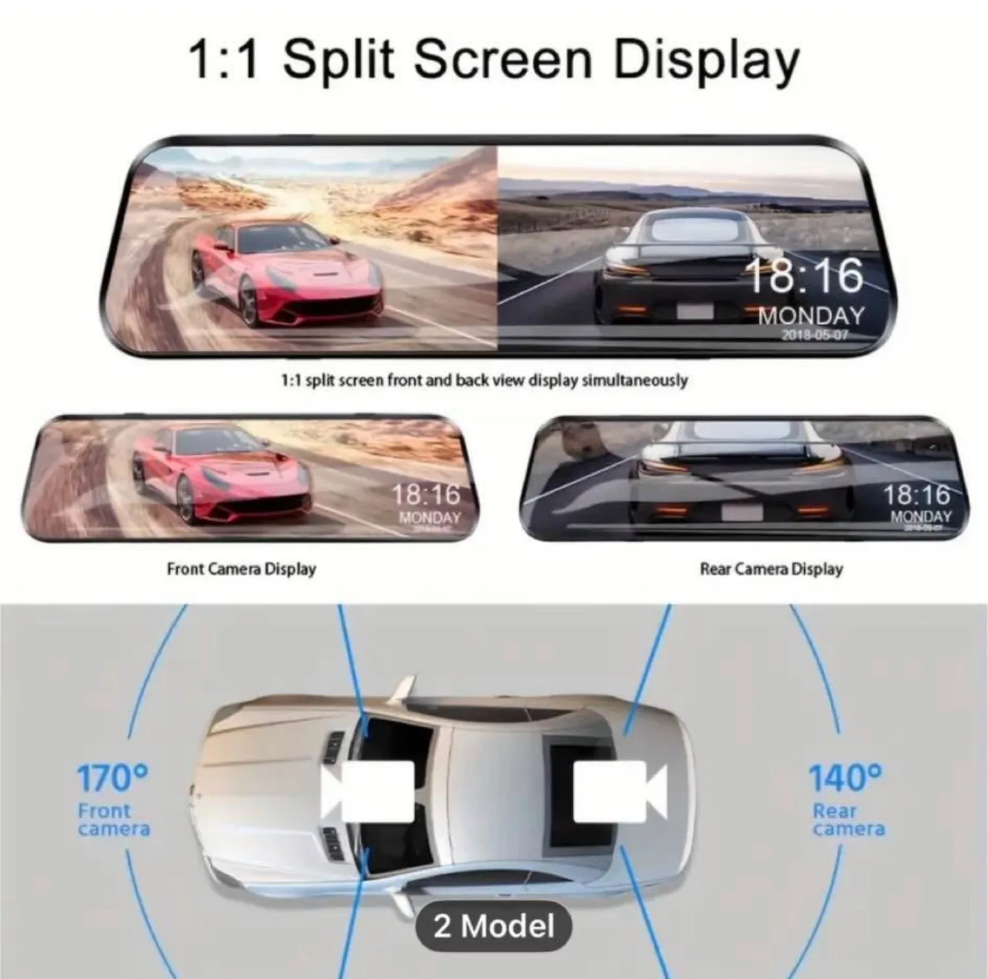 1080P Front and 720P Rear Camera Mirror DVR image indicator(7)
