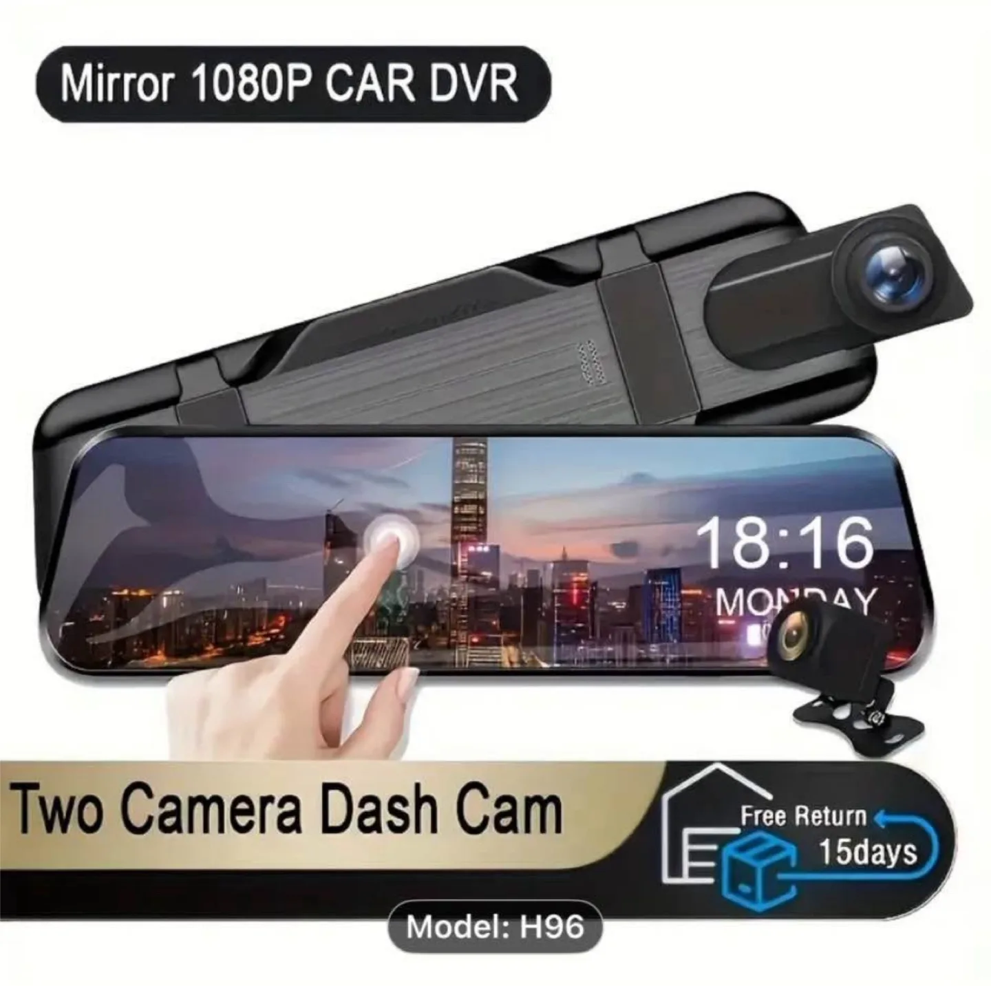 1080P Front and 720P Rear Camera Mirror DVR image indicator(8)