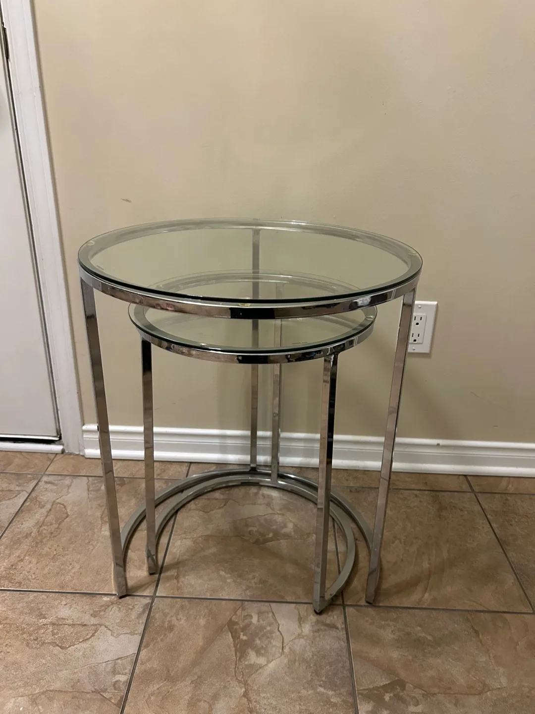 Nesting End Tables - Glass & Chrome thumbnail