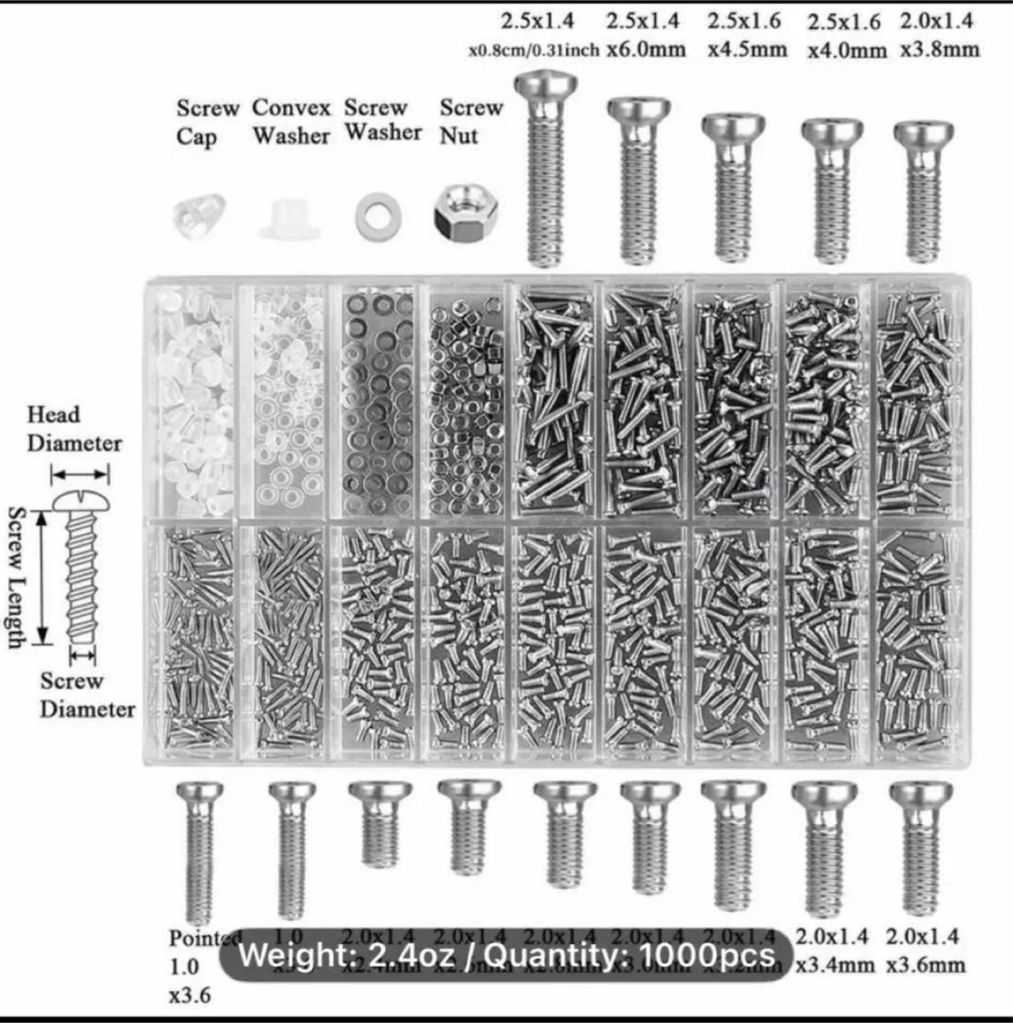 1000pcs Tiny Micro Repair Screw Washer Tiny Tool image indicator(2)