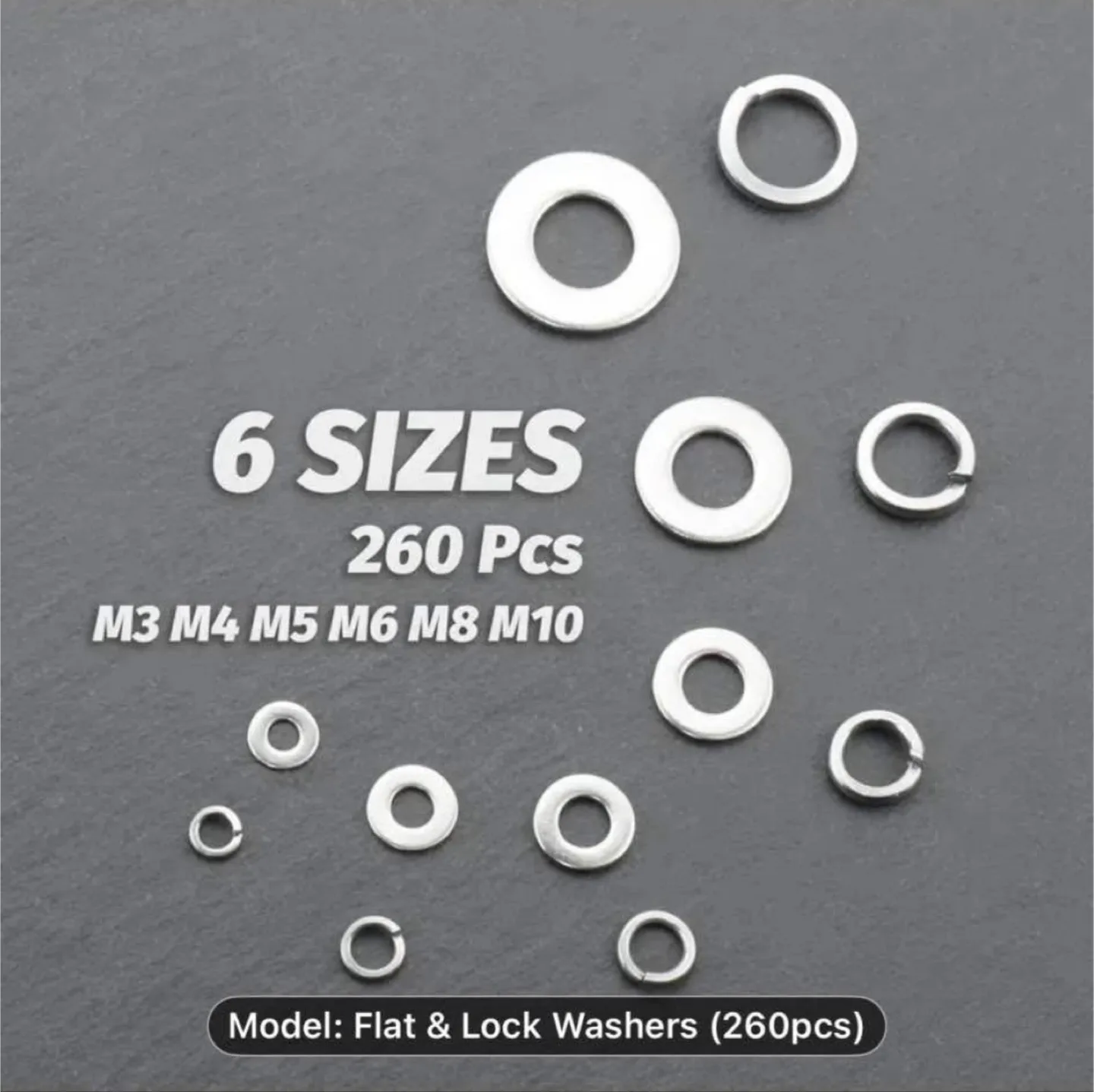 SANJODS Stainless Steel Lock and Flat Washer Assortment Kit image indicator(5)