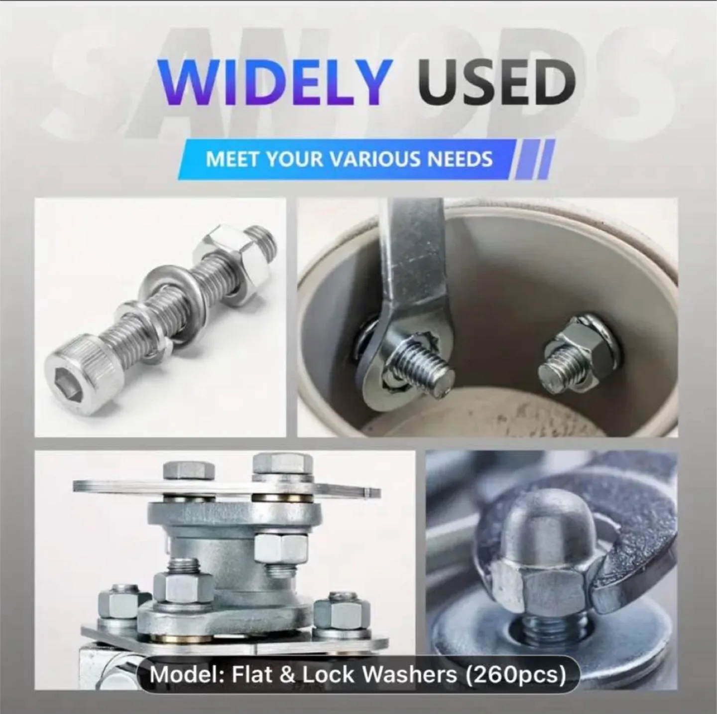 SANJODS Stainless Steel Lock and Flat Washer Assortment Kit image indicator(7)