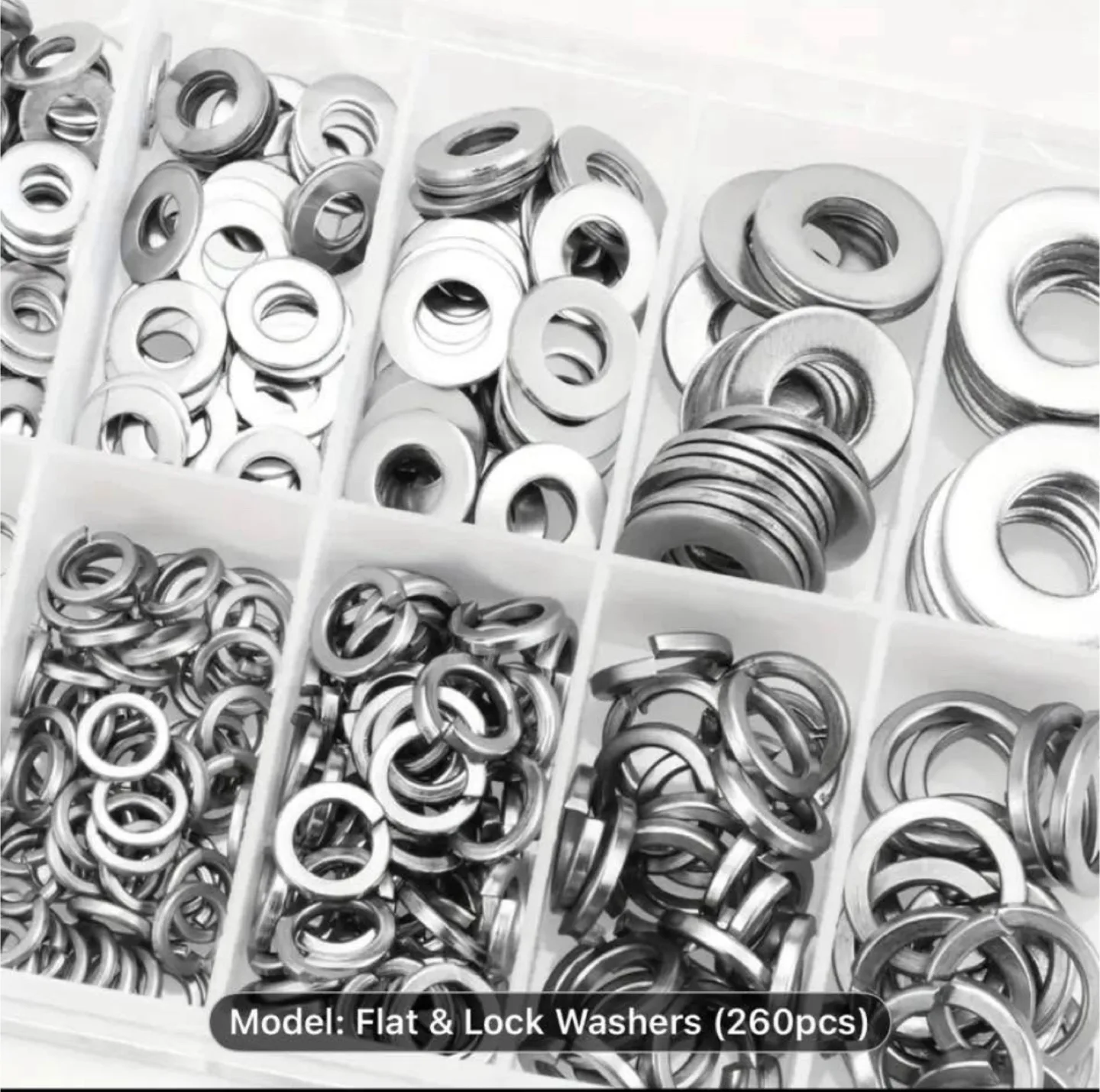 SANJODS Stainless Steel Lock and Flat Washer Assortment Kit image indicator(8)