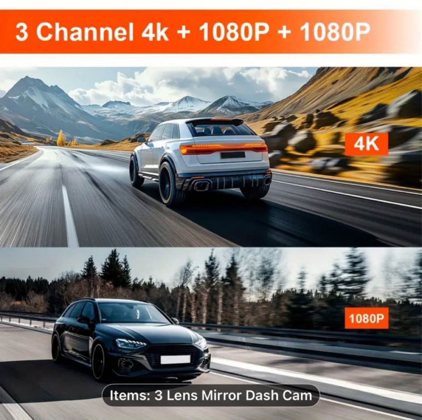 3-Channel 11" Touch Screen Mirror Dash Cam for Cars & Trucks - photo 3