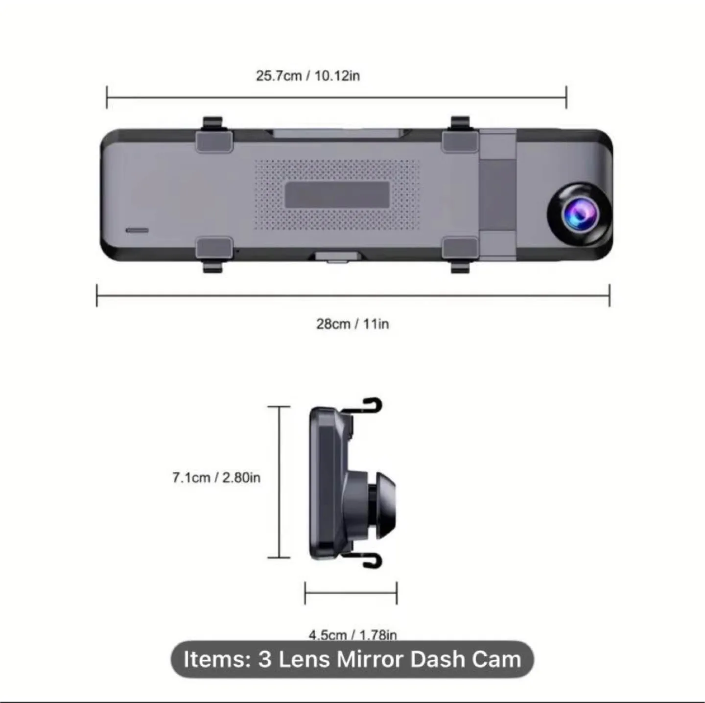 3-Channel 11" Touch Screen Mirror Dash Cam for Cars & Trucks image indicator(6)