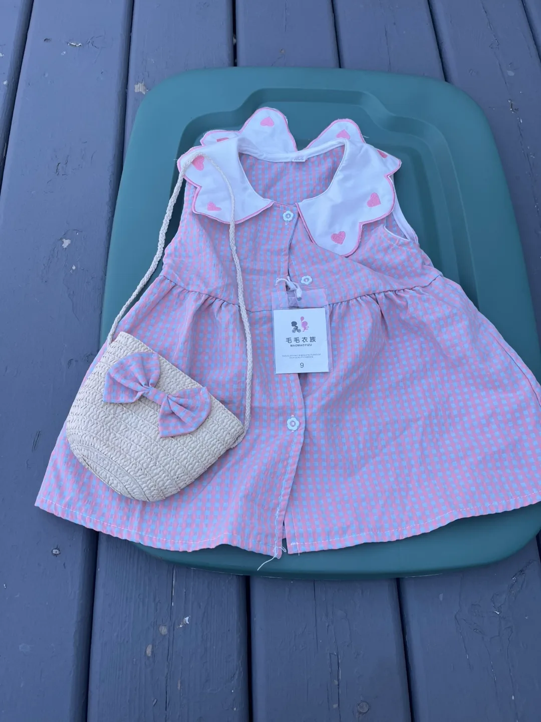 Girl's Pink Gingham Dress, Size 9 thumbnail
