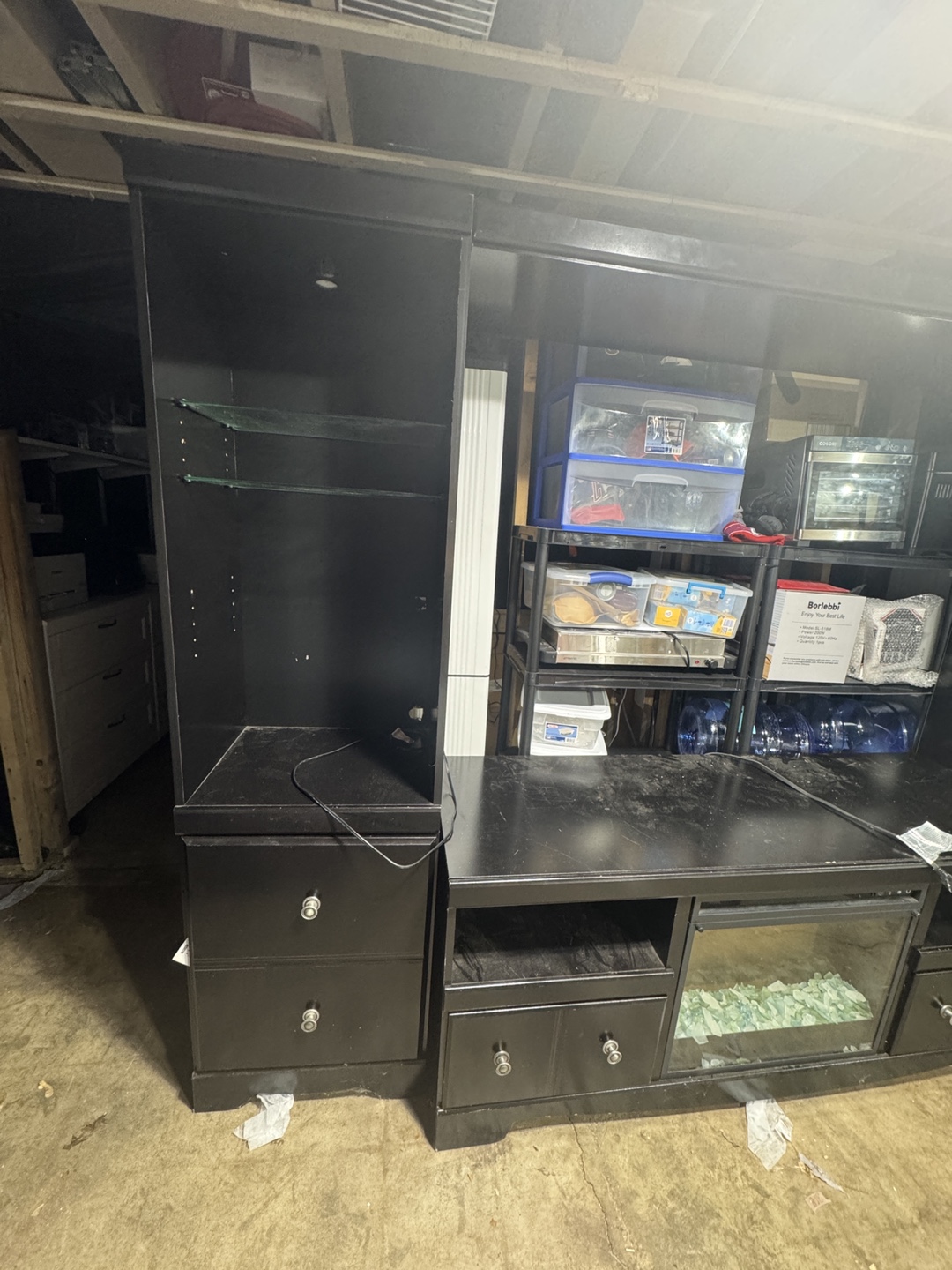 Black Entertainment Center with Fireplace - photo 4