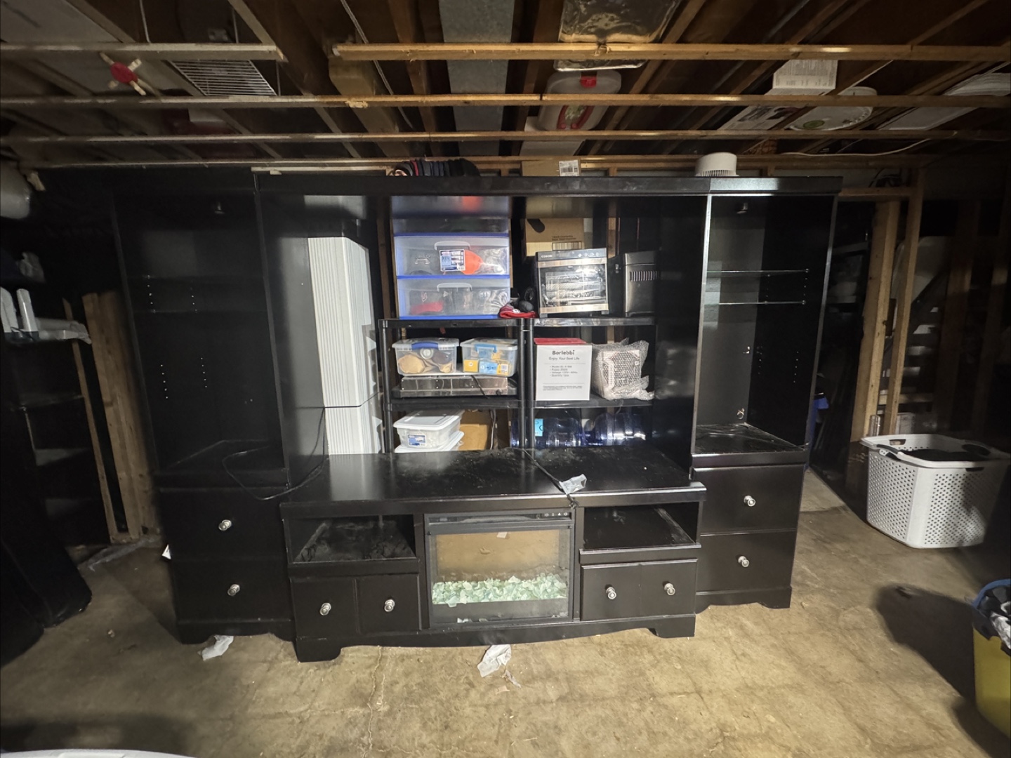 Black Entertainment Center with Fireplace - photo 3
