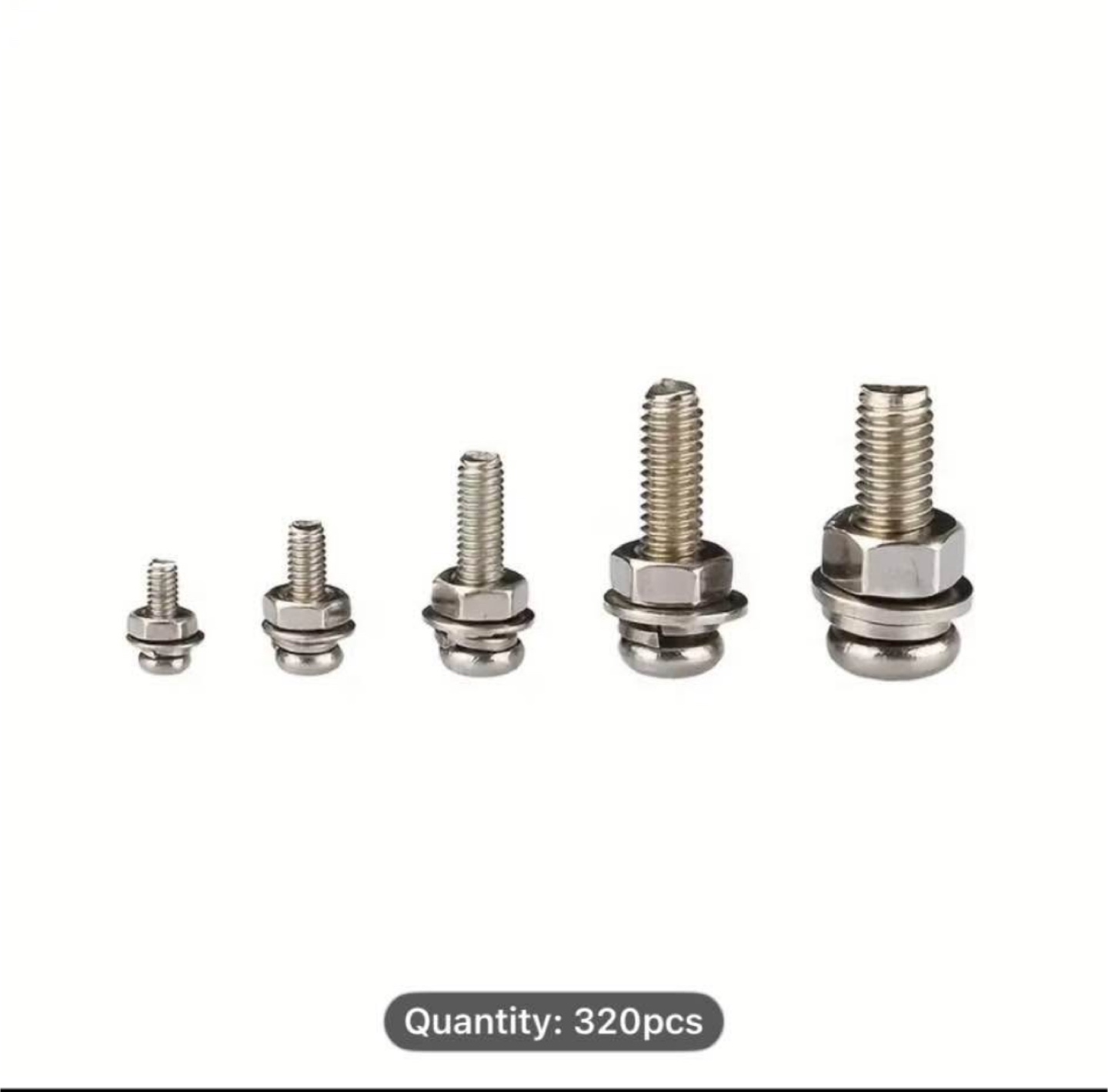 Set of 320pcs stainless steel hex nuts and bolt sets - photo 5