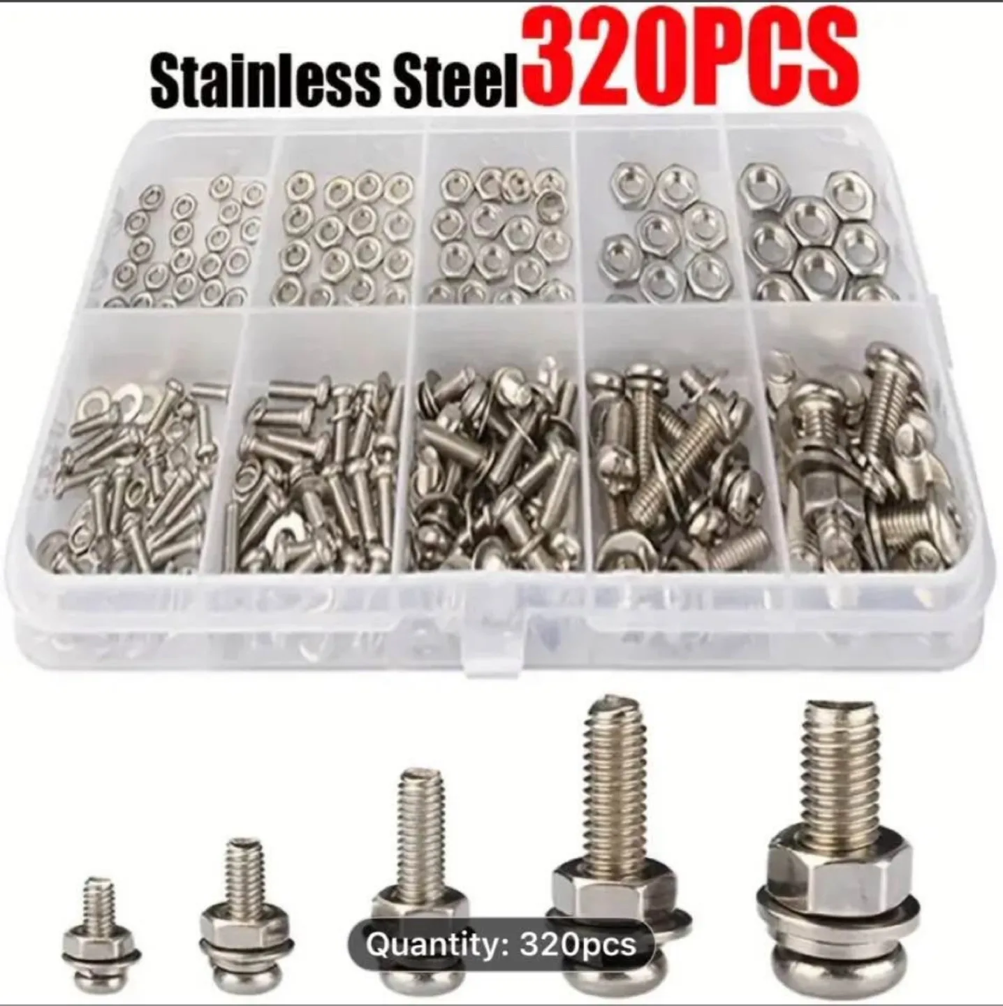 Set of 320pcs stainless steel hex nuts and bolt sets image indicator(8)