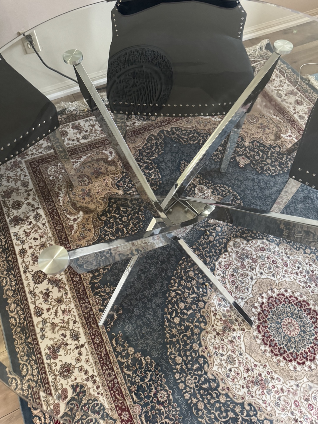 Glass Top Dining Table with Chrome Legs