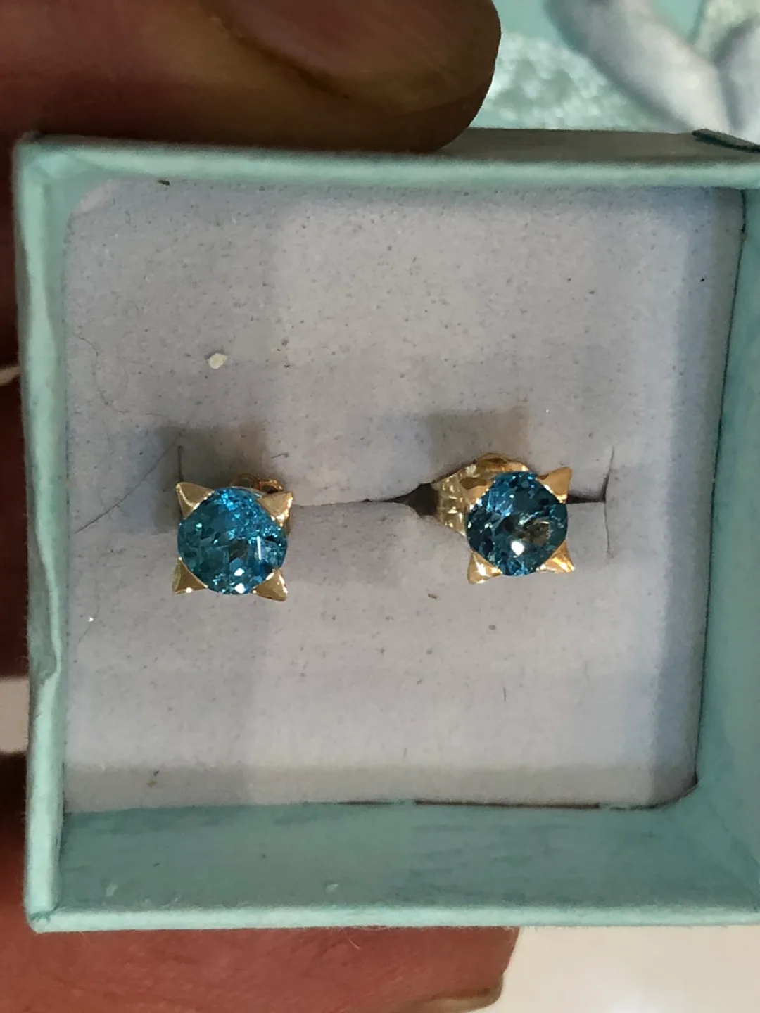 Blue Topaz 10k sokid gold Stud Earrings image indicator(2)
