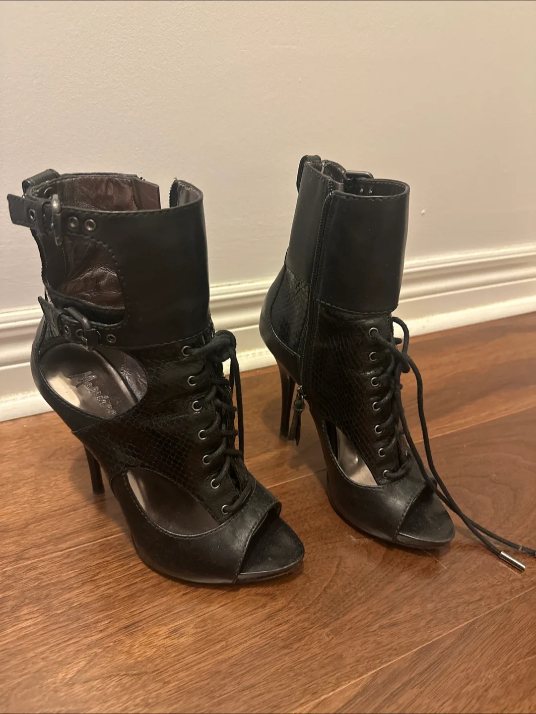 Marciano Black Lace-Up Heels thumbnail