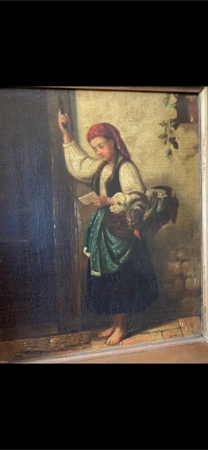 Vintage Painting of a Peasant Girl image indicator(3)