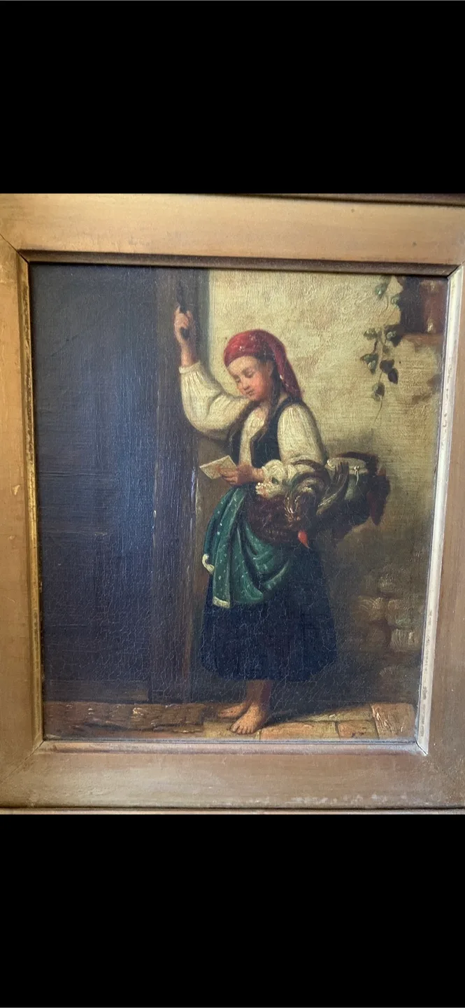 Vintage Painting of a Peasant Girl image indicator(2)