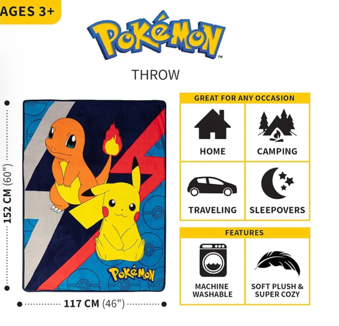 Pokémon Throw Blanket - Pikachu & Charmander image indicator(4)