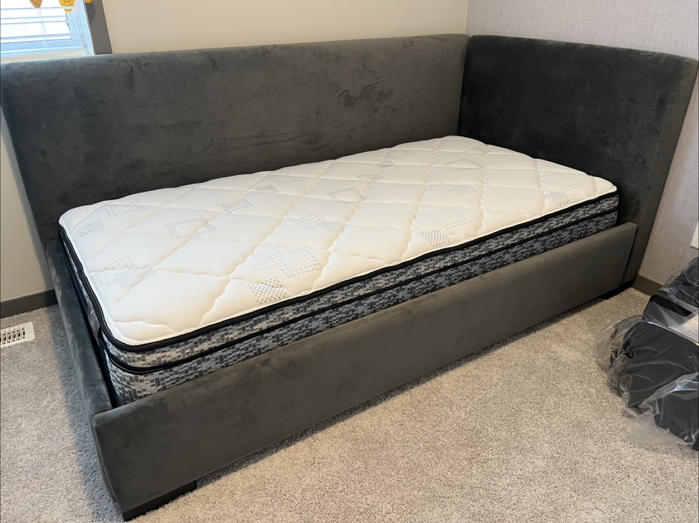 Grey Upholstered Bed Frame (single)