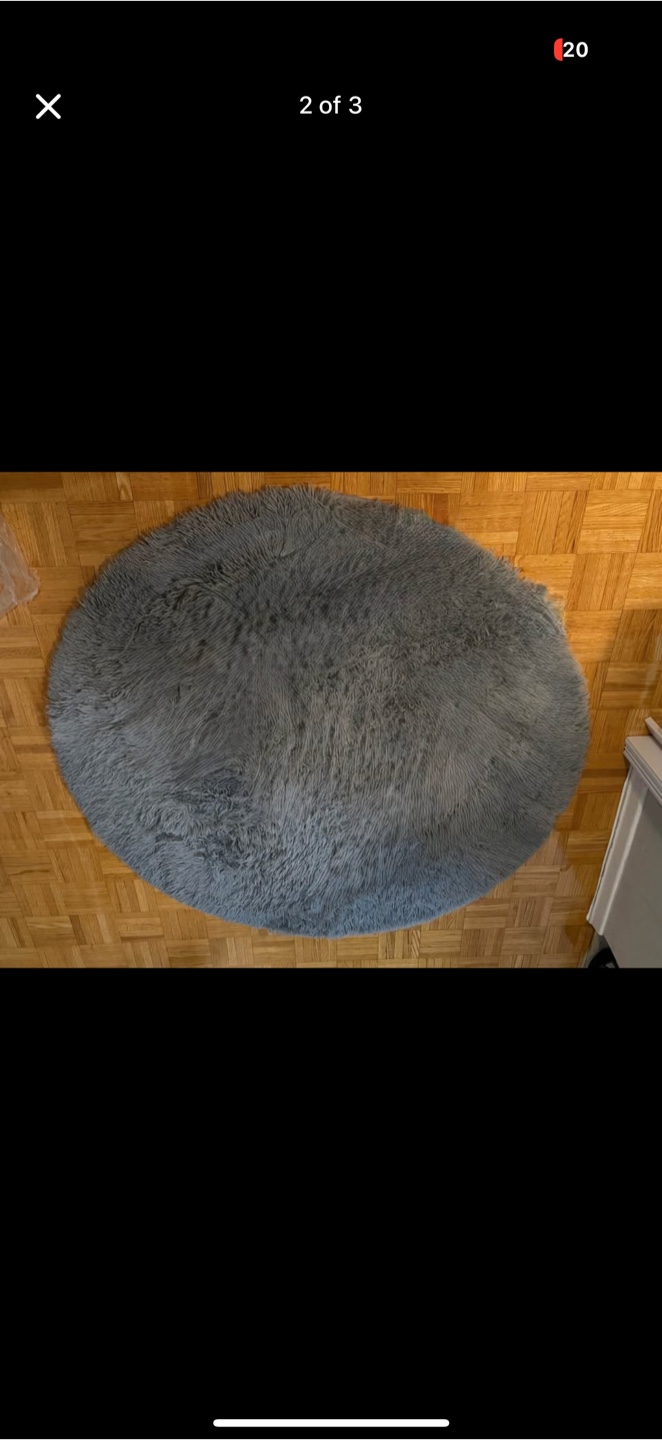 BRICHOEE Grey Round Shag Rug 4x4 Feet - Like New! - photo 3