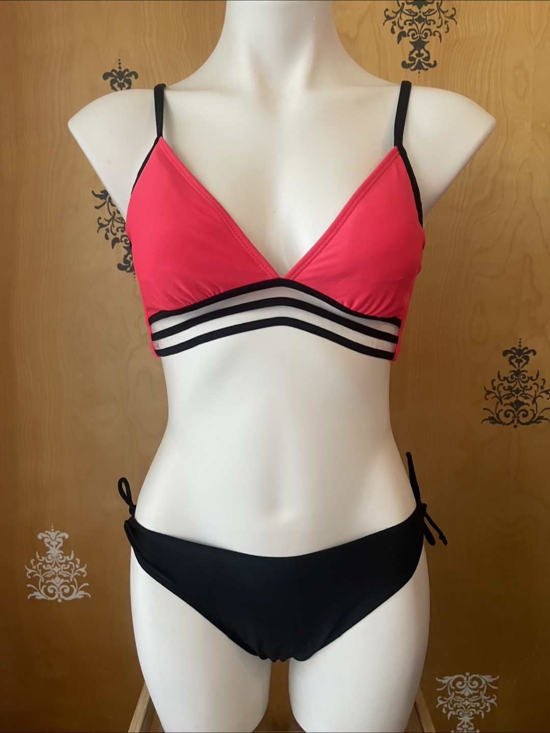 Vintage 2000s Y2K Bikini Set Neon Pink S/M
